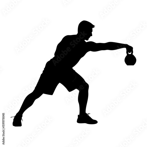 Silhouette of Gym Man Doing Pull-Up on Horizontal Bar Showing Strength and Determination