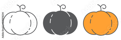 Pumpkin icon collection, thanksgiving and celebration, pumpkin sign vector set graphics, editable stroke linear icon, eps 10
