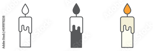 Candle icon collection, thanksgiving and christmas, candle sign vector set graphics, editable stroke linear icon, eps 10