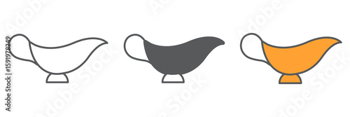 Gravy boat icon collection, kitchen and bowl, sauce boat sign vector set graphics, editable stroke linear icon, eps 10