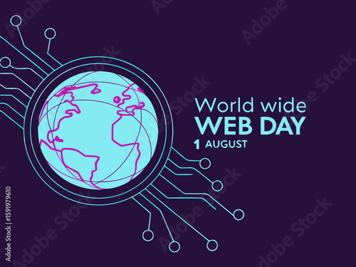 futuristic neon vector for august 1 world wide web day, ideal for AI events, cyber campaigns, or tech-forward brand visuals
