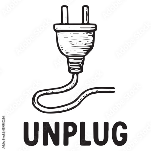 Unplug Text Icon: Encouraging Digital Detox and Relaxation