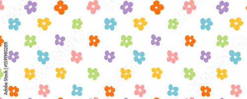 Trendy floral seamless pattern. vintage 70s style flower background illustration. Colorful pastel color  artwork bundle, y2k nature backgrounds with spring plants on a transparent background. sample i