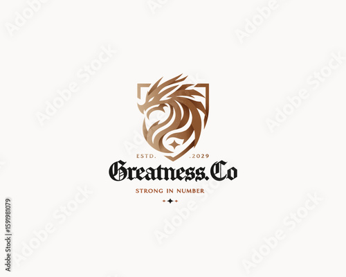 Stylized vector strong dragon logo with roar fire for sport team 