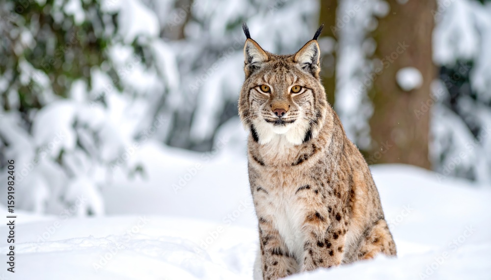 Obraz premium Lynx in snowy forest