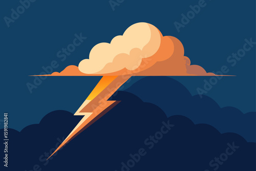 Dramatic lightning bolt strikes through a stormy cloud formation