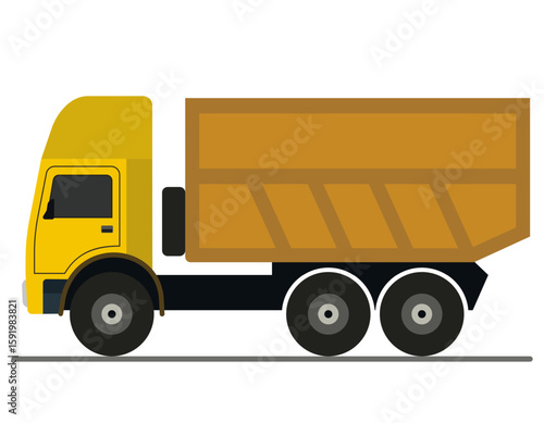 Illustration of delivery truck isolated on background. Truck on the road in flat style. Cargo vehicle.