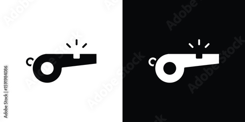 Foto Whistle icons flat vector concept. Black and white illustrations