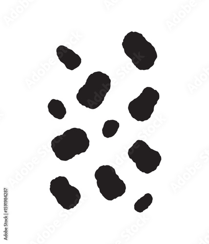 Abstract black silhouette of chicken nuggets floating on white background