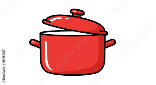 Red cooking pot with lid