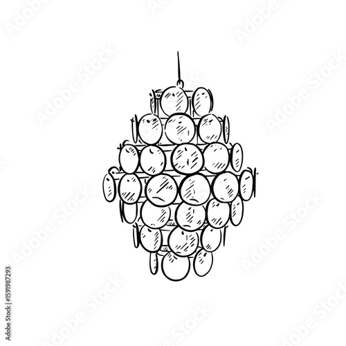 Chandelier using glass discs in black and white. 