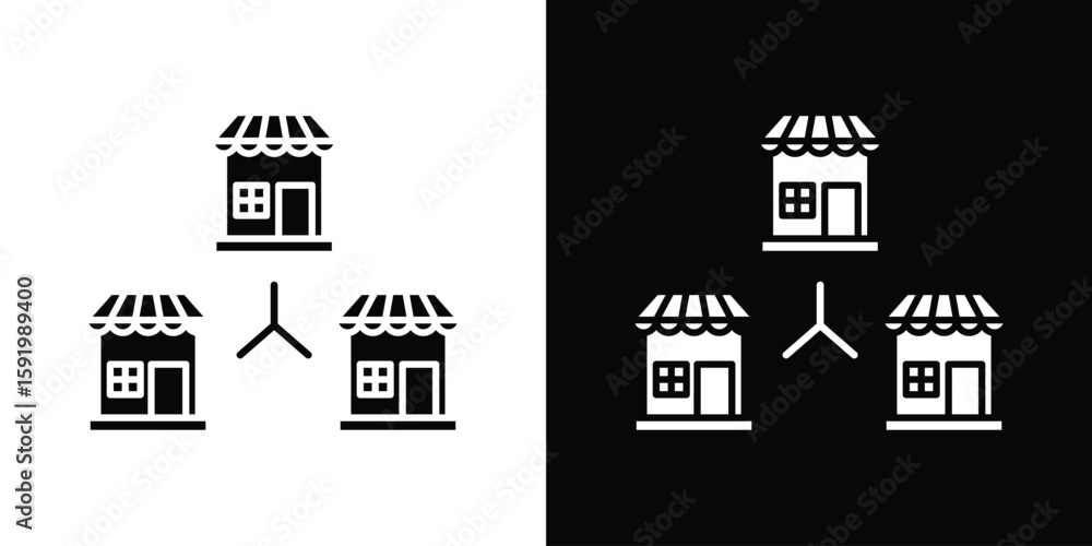 Fototapeta premium Franchise icons flat vector concept. Black and white illustrations