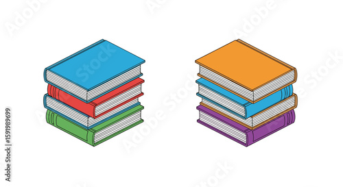 Visualizing stacks of colorful books for educational content and reading enthusiasts