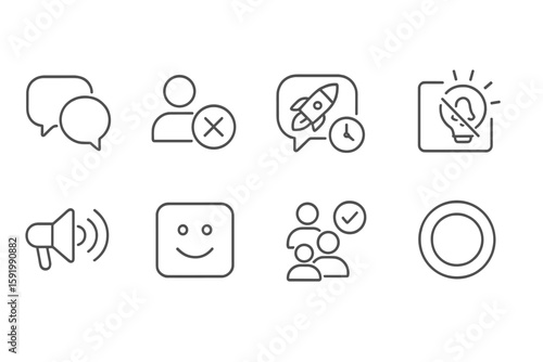 Communication and interaction icon set. linear style for chat, speech, and announcement