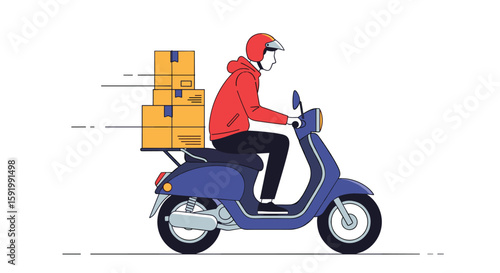 Delivery rider transporting packages on a scooter for efficient package distribution and quick customer service