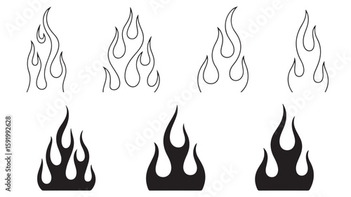 Various Styles of Flames and Fire Designs Collection