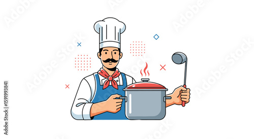 Skilled chef expertly prepares delicious food in kitchen with culinary utensils