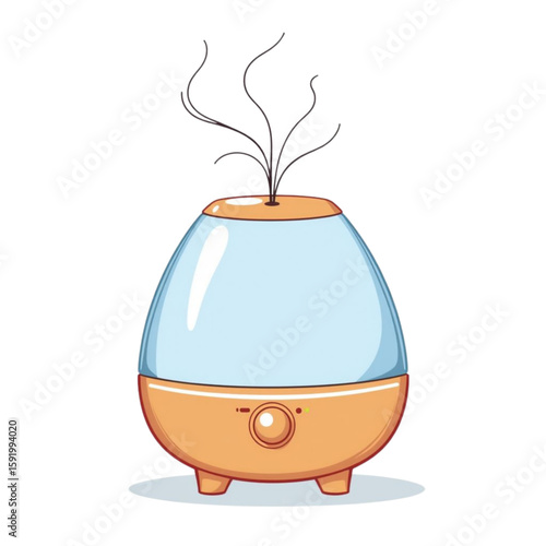 Ultrasonic diffuser emitting steam in modern design on white background  