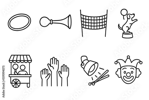 Circus and fair line icon set. carnival, amusement park, funfair line collection