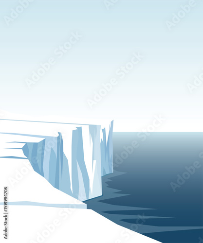 Antarctic iceberg edge landscape - Vector Illustration