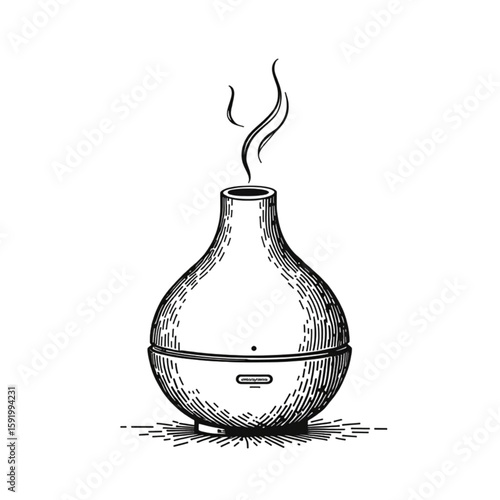 Ultrasonic diffuser emitting vapor on a transparent background  