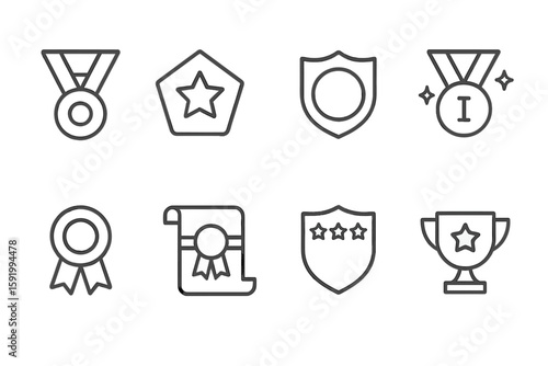 Awards and achievements icon set. celebrate success with outline badge icons