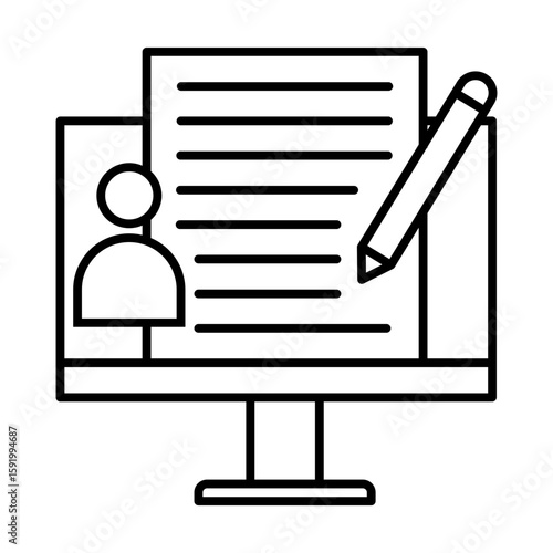 copy writer line icon with editable stroke