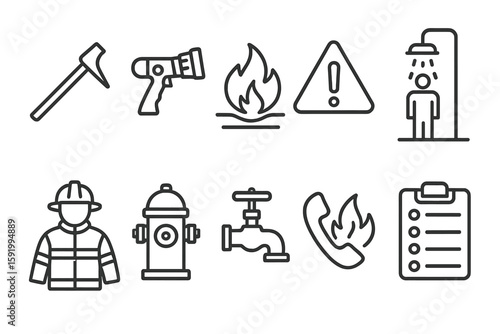Emergency and safety line icon set. fire, hazard, alert line collection