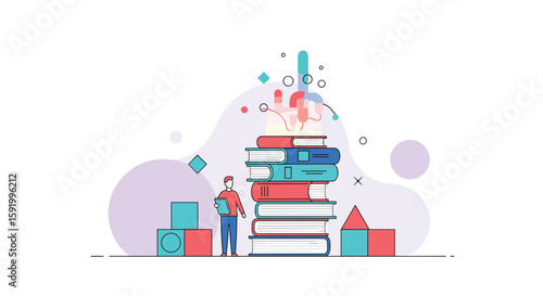 Creative educational fun with books and building blocks for young learners