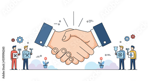 Handshake agreement partnership business deal collaboration success partnership building