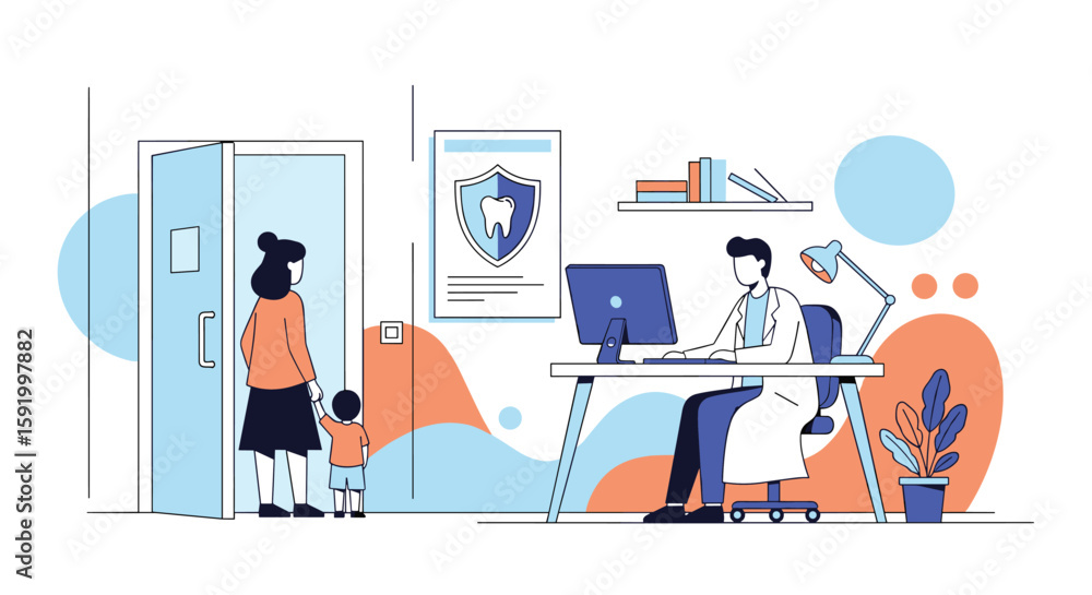 Family doctor visit for child healthcare checkup and medical consultation Family doctor visit for child healthcare checkup and medical consultation