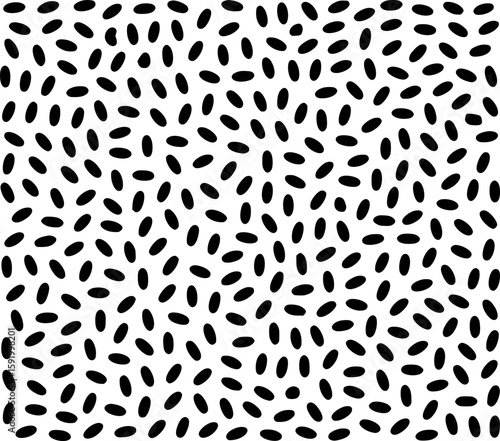 Abstract black seed or oval pattern on white background seamless texture