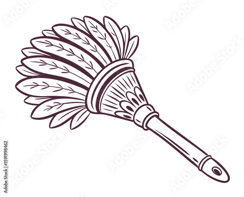 Decorative feather duster with leaf design in vintage style  