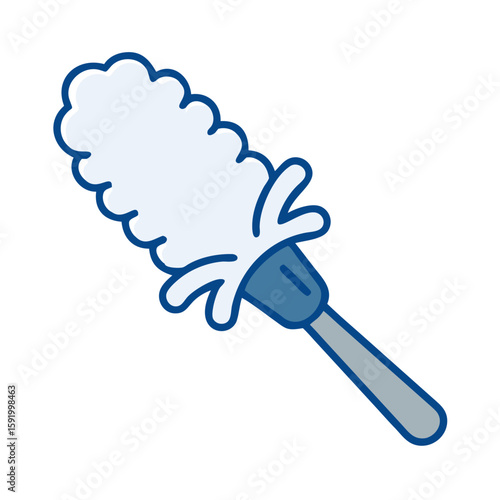 Dusting cloth duster with a fluffy head and handle 