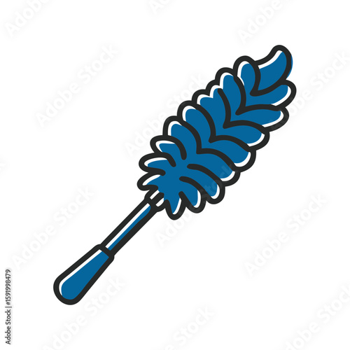 Cleaning duster with blue feathers for household dusting tasks  