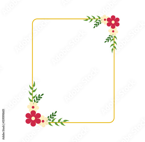 Delicate Flower Frame in Flat Style for Wedding Invitations and Message Cards