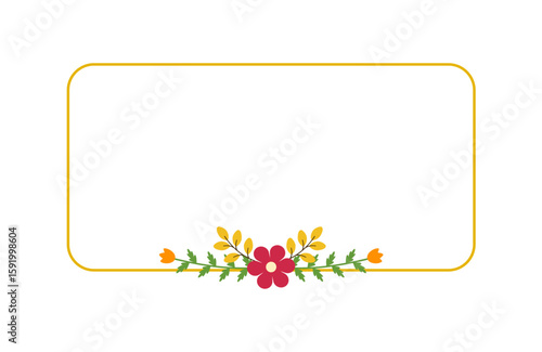 Delicate Flower Frame in Flat Style for Wedding Invitations and Message Cards