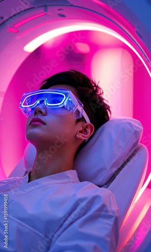 Youth experiences advanced medical imaging in a colorful examination room setting