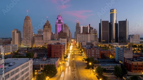 Detroit Skyline at Dusk