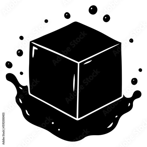 Cube dissolving in tea  icon on white background. Simple element from digital disruption collection.