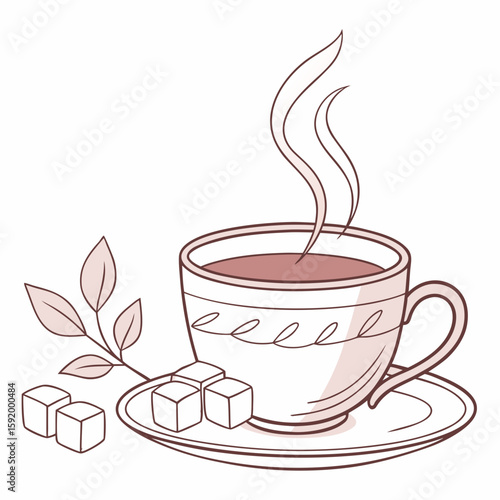 Cup of tea with sugar  icon on white background. Simple element from digital disruption collection.