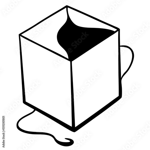 Cube dissolving in tea  icon on white background. Simple element from digital disruption collection.