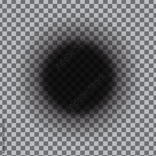Subtle shadow circle. Soft radial blur. Transparent grid Vector. Dark vignette shading.