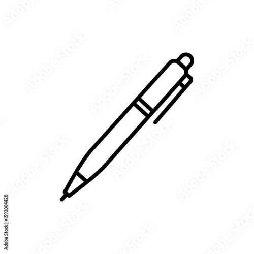 Minimal outline icon of a ballpoint pen in linear style