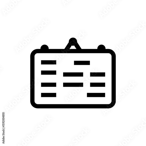 Black line icon of a pinboard with notes in minimal style