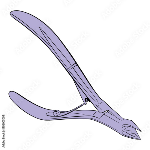 Cuticle Nipper. Drawing isolated on the white background. Hand drawn colorful digital illustration. Vector EPS10 and IPG
