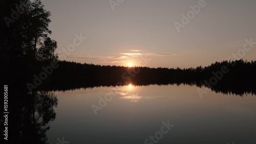 Wallpaper Mural Fly towards sunset at calm water lake Torontodigital.ca