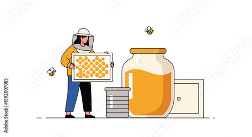 Illustrator explores beekeeping techniques and natural honey production methods