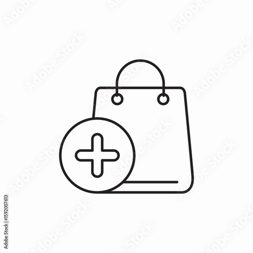 shopping bag plus add icon sign vector