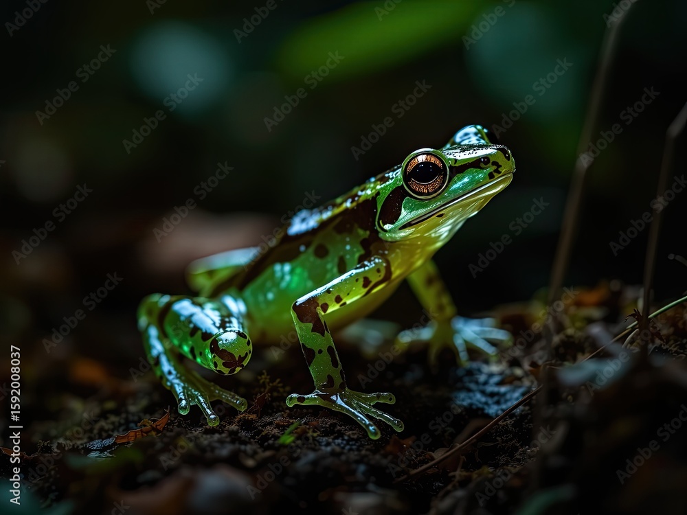 Fototapeta premium Hyalinobatrachium Valerioi: Central American Amphibian